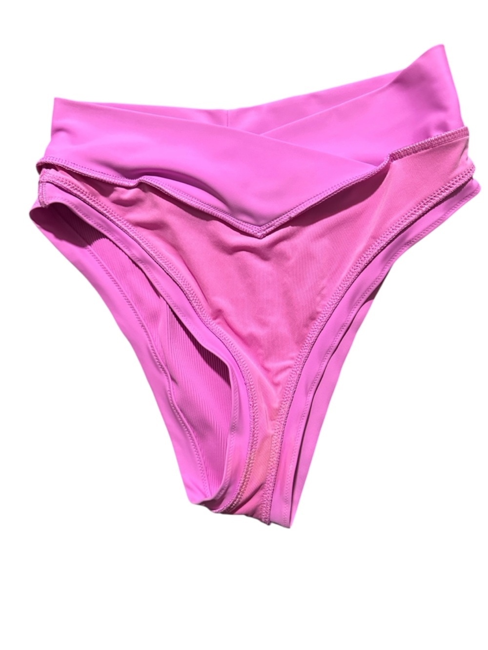 Aerie Hot Pink Ribbed High Cut Cheeky Bikini Bottoms m - Picture 2 of 4